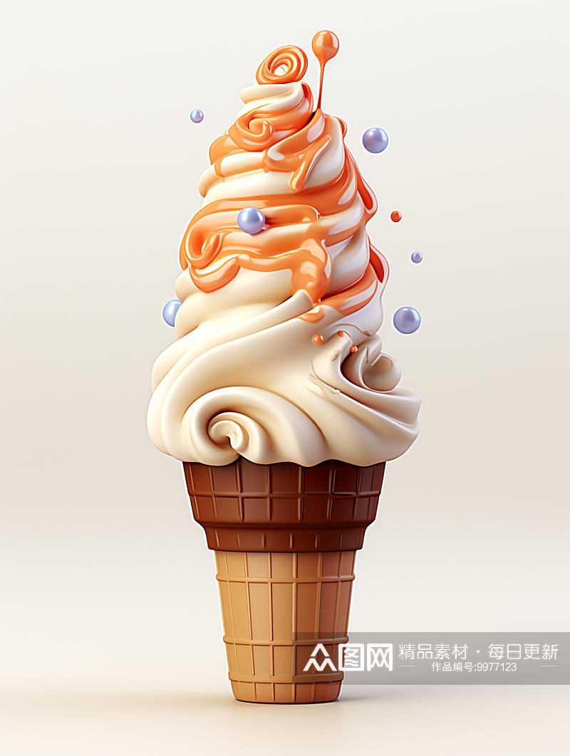 夏季美味的奶油冰淇淋素材