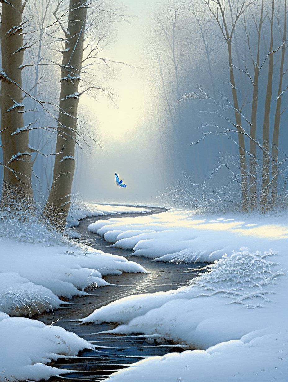 唯美冬季树林的雪景素材