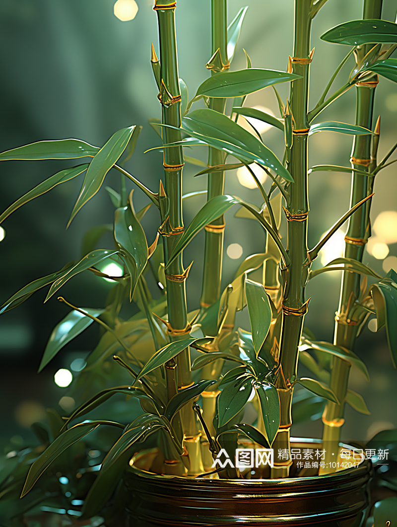 唯美漂亮的竹林竹叶植物素材