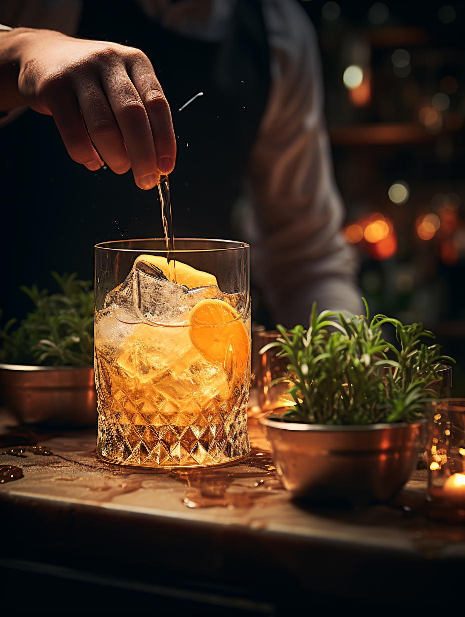 正在调试鸡尾酒的调酒师素材