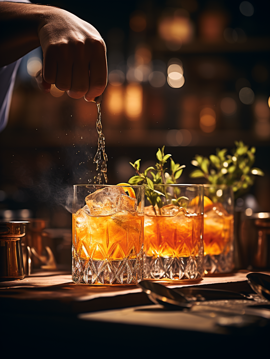 正在调试鸡尾酒的调酒师素材