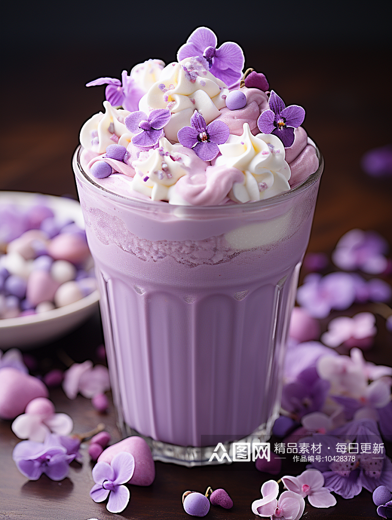 夏季紫色的芋泥奶茶素材