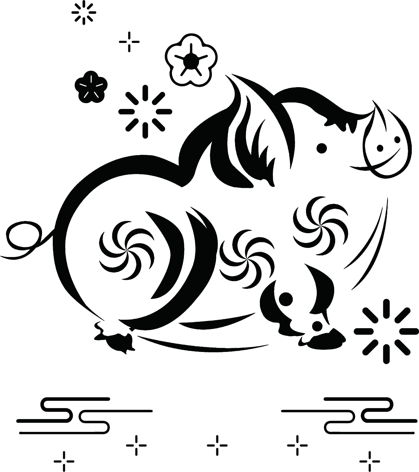 矢量简约猪元素设计素材