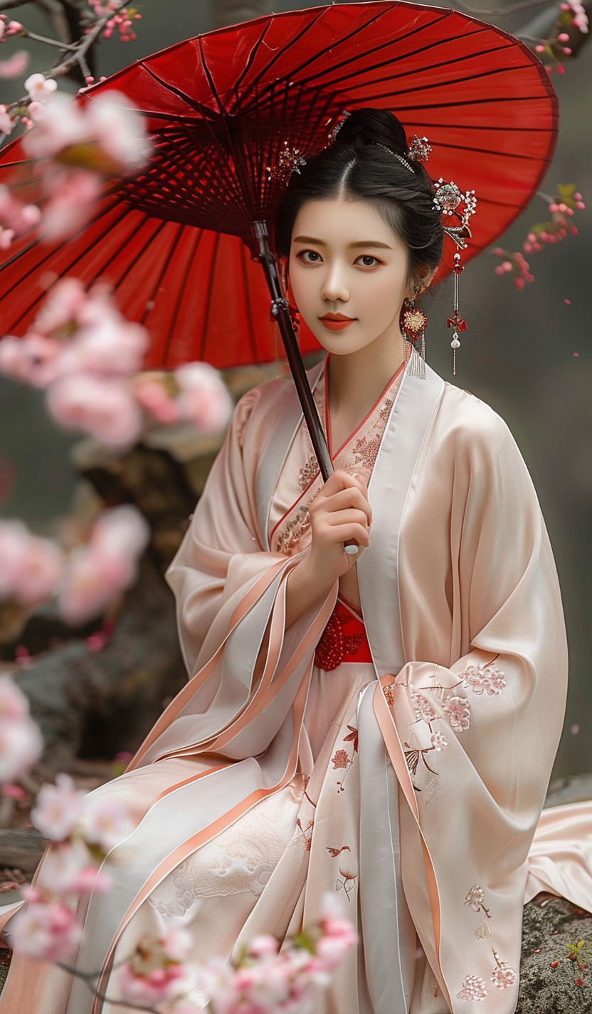 打着伞的古装美女素材