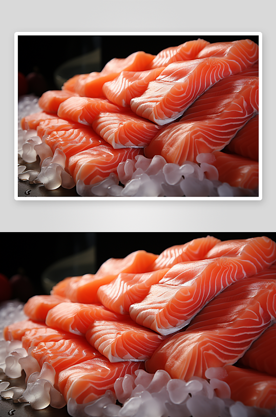 数字艺术三文鱼刺身美食摄影图