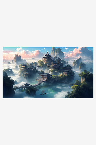 数字艺术古老阁楼美景