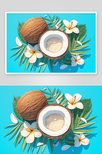 数字艺术美味椰子水果
