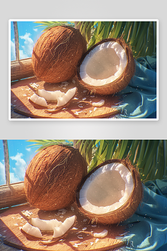 数字艺术椰子水果