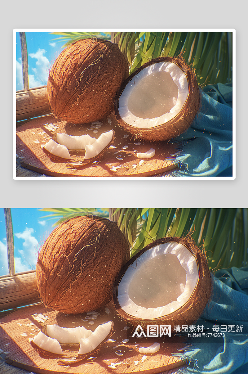 数字艺术椰子水果素材