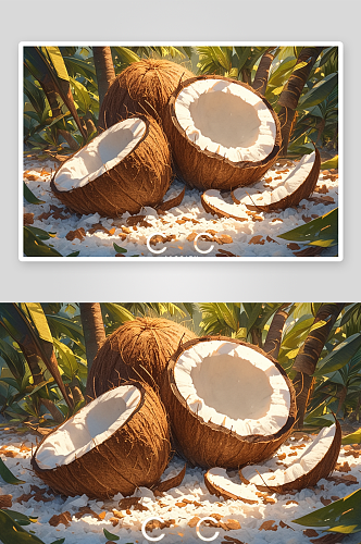 数字艺术椰子水果