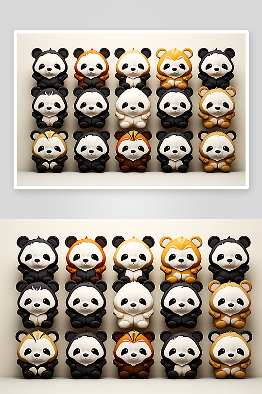 数字艺术可爱熊猫图标
