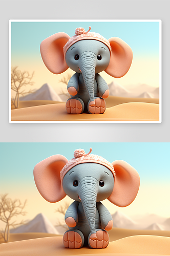 数字艺术可爱大象动物