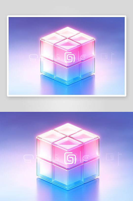 数字艺术透明魔方图片