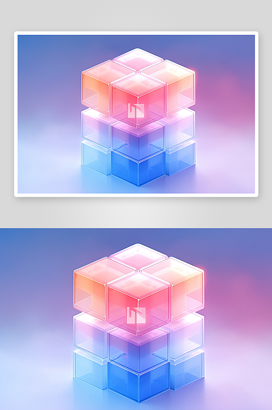 数字艺术透明魔方图片