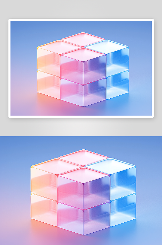 数字艺术透明魔方图片