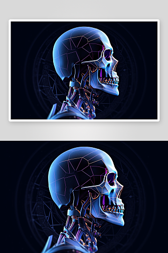 数字艺术头骨骨架