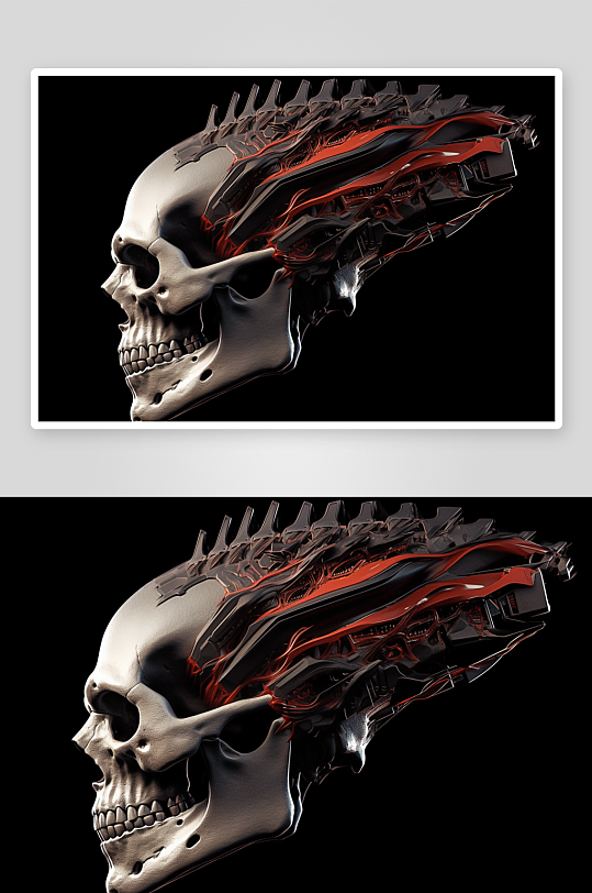 数字艺术头骨骨架
