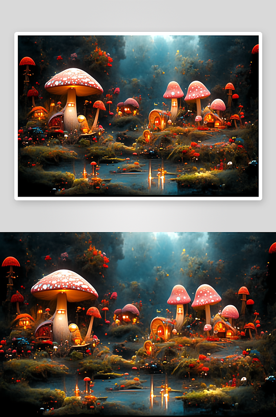 数字艺术美丽大蘑菇图片