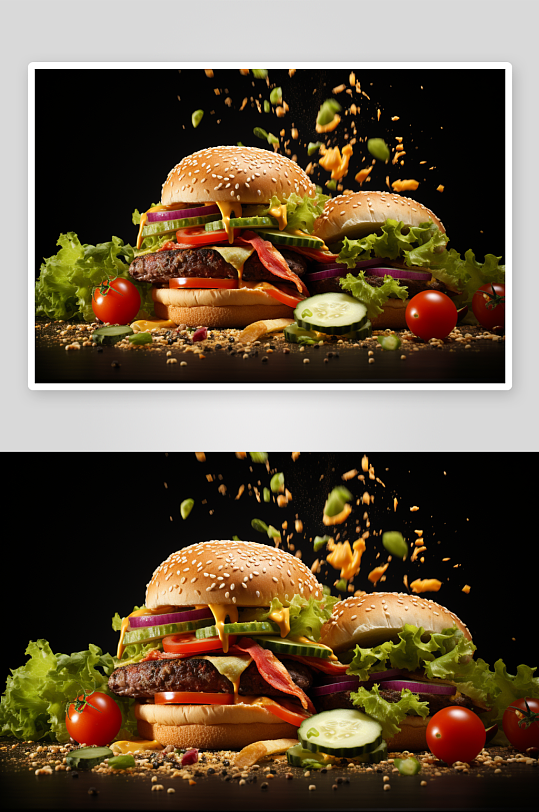 数字艺术美味食物汉堡
