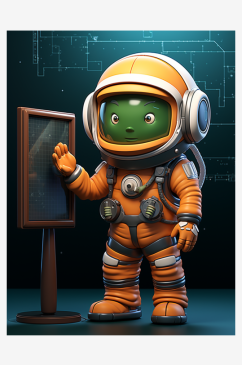 3D卡通立体宇航员背景