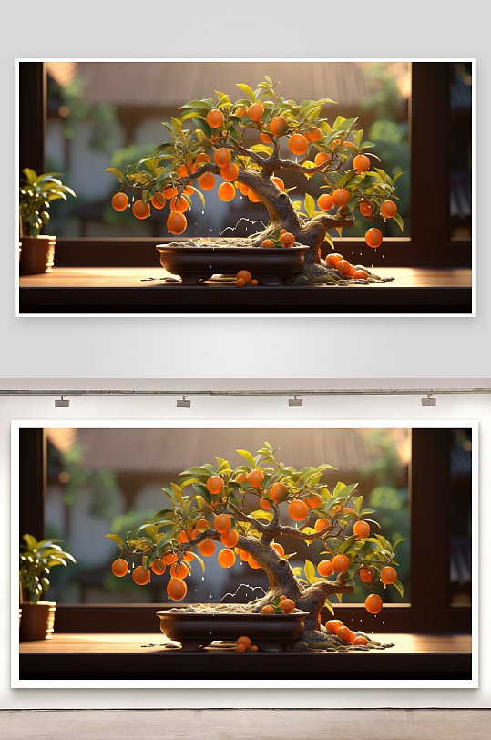 AI数字艺术漂亮的观赏橘子树背景