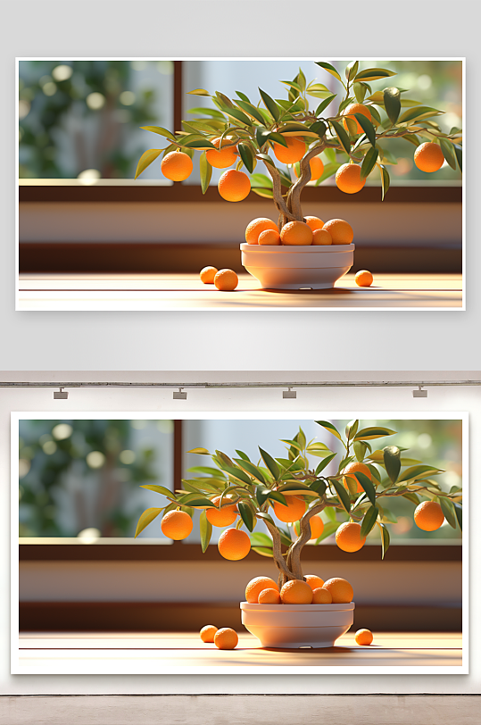 AI数字艺术漂亮的观赏橘子树背景