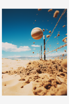 夏季唯美沙滩排球背景
