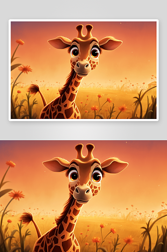 可爱的卡通长颈鹿背景