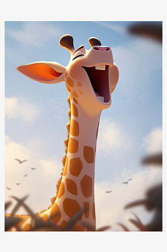 可爱的卡通长颈鹿背景