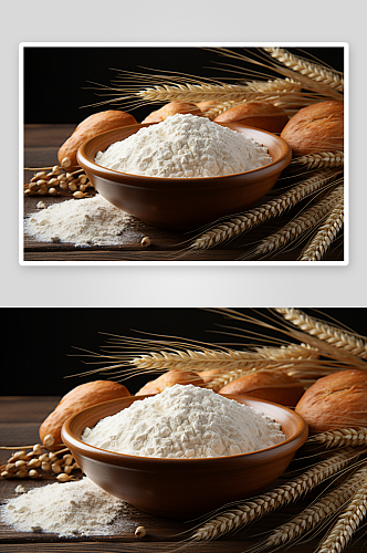 桌面上的面粉小麦
