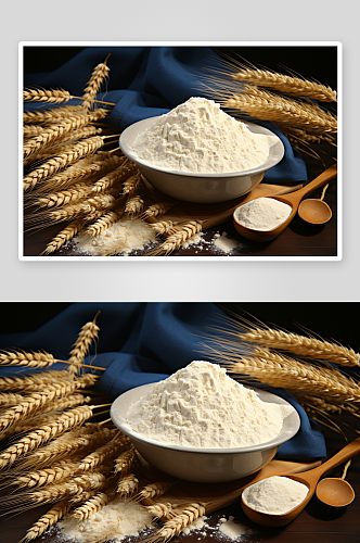 桌面上的面粉小麦