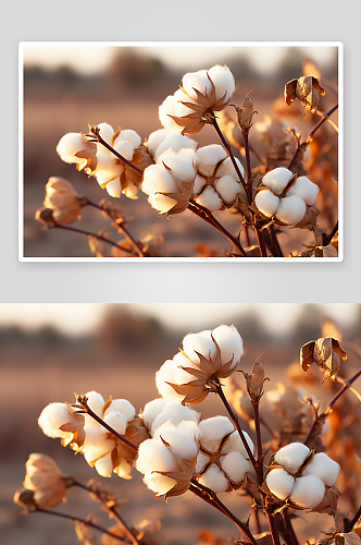 雪白的棉花植物背景