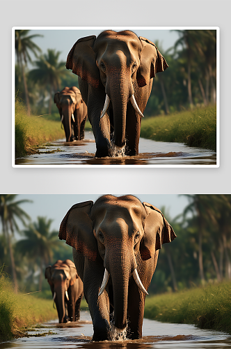 热带雨林中的大象
