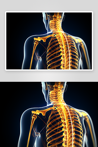 科技感人体透视背部显示
