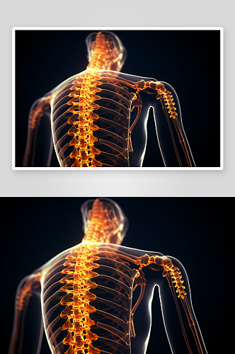 科技感人体透视背部显示