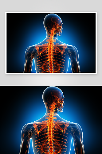 科技感人体透视背部显示