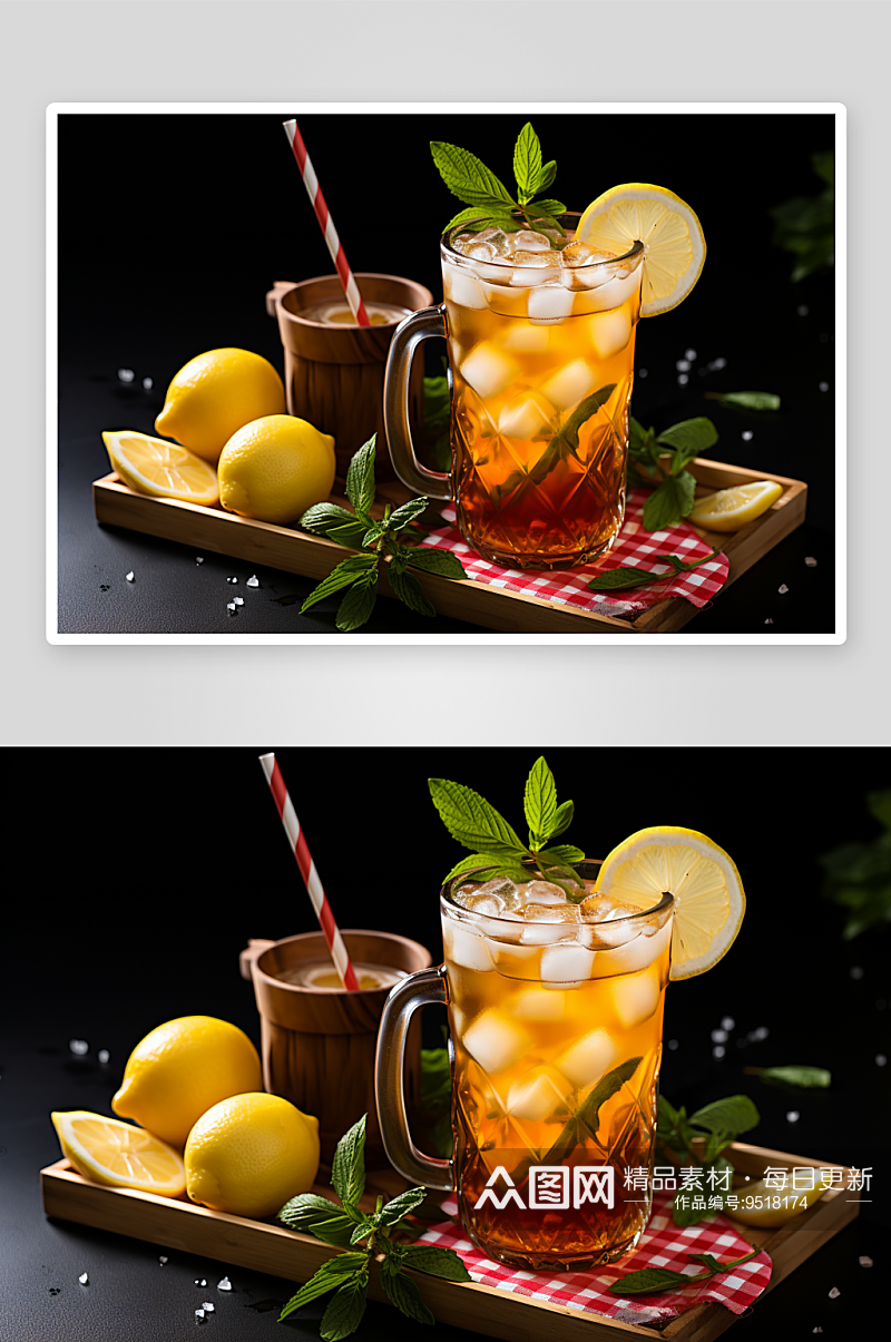 夏季美味的柠檬茶饮料素材
