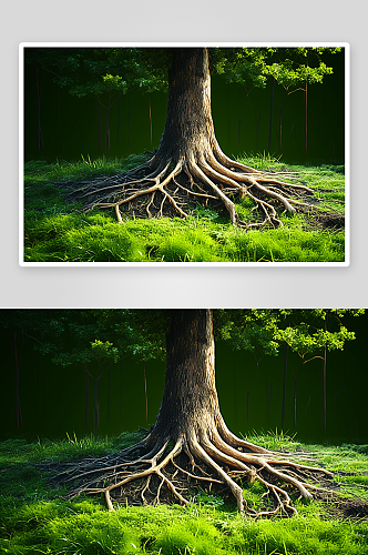 巨大的树木树根植物