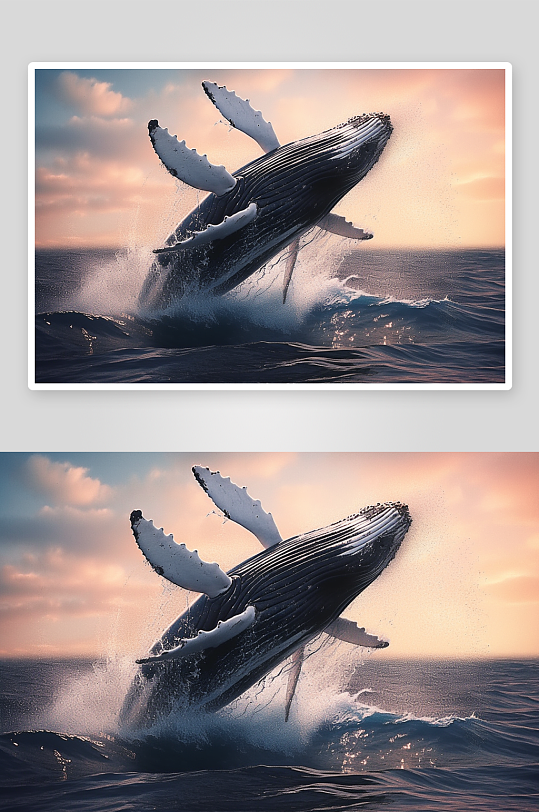 唯美鲸鱼跳出海面的场景