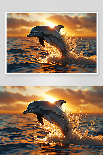 大海中欢快的海豚
