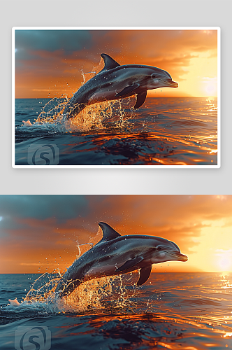 大海中欢快的海豚