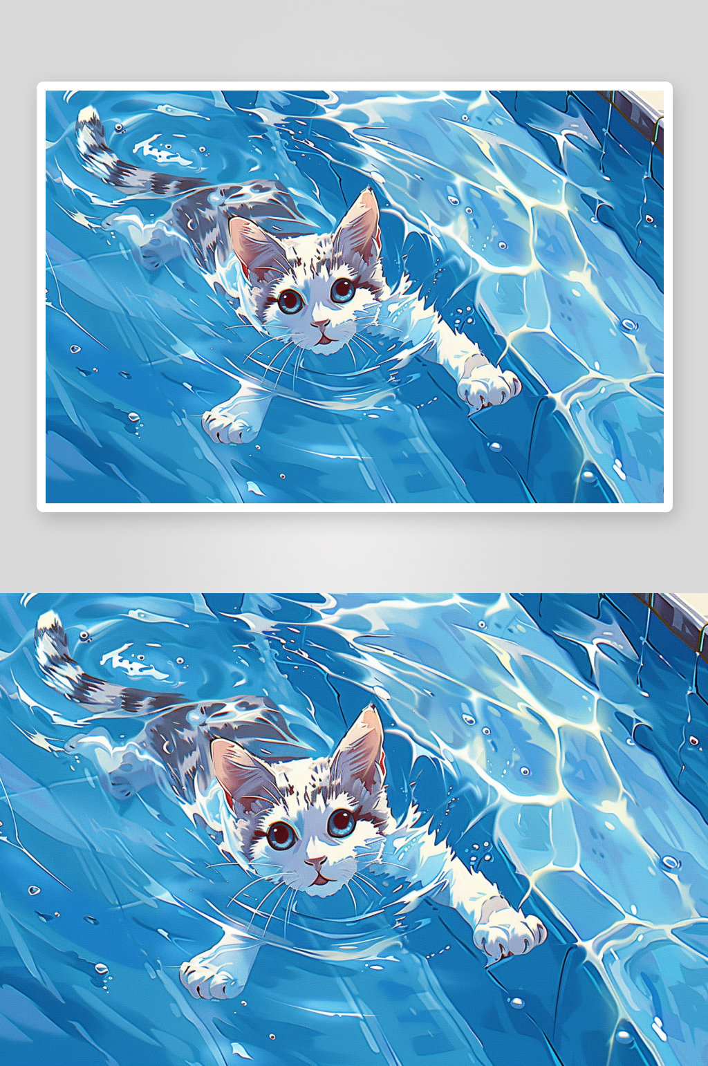 水中游泳的可爱猫咪素材