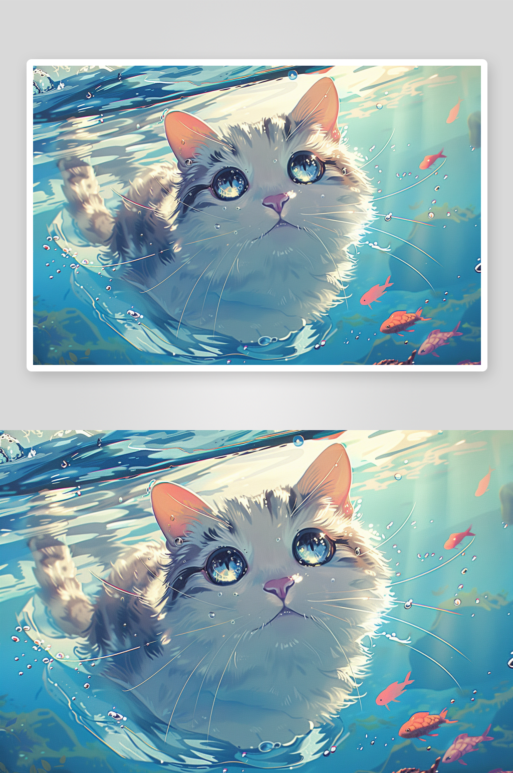 水中游泳的可爱猫咪素材