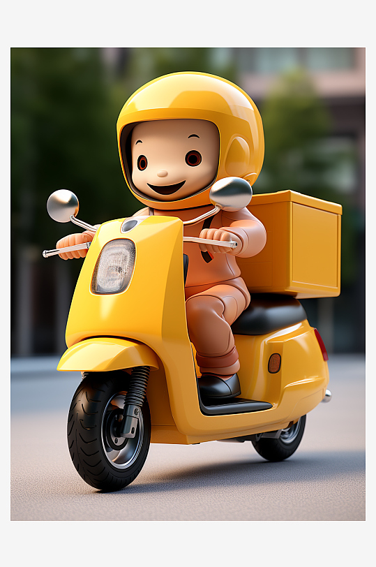 骑摩托车的小男孩场景