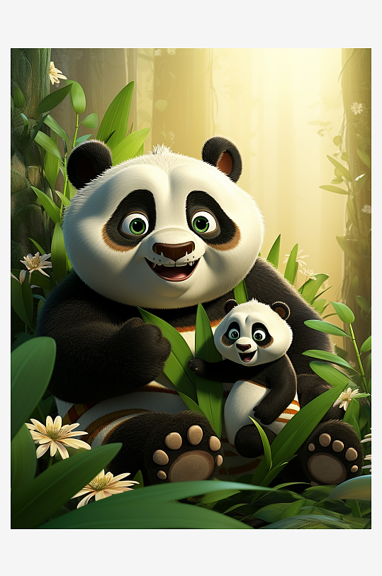 可爱的卡通立体熊猫元素