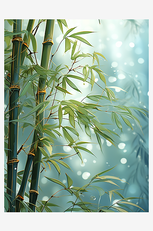 唯美漂亮的竹林竹叶植物