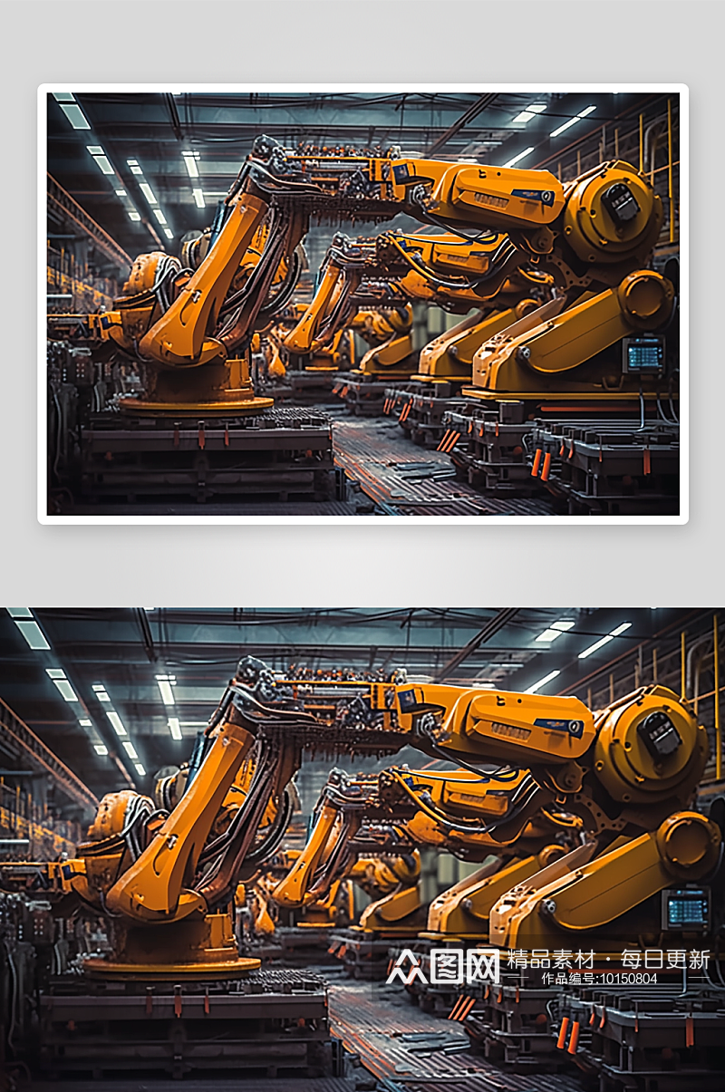 工厂中的全自动化机械臂素材