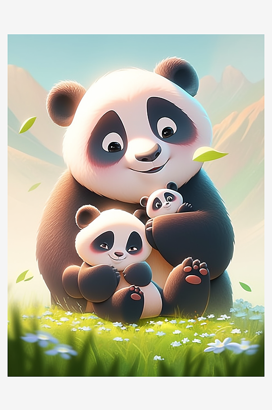 可爱的卡通小熊猫元素