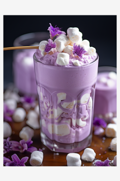 夏季紫色的芋泥奶茶