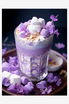 夏季紫色的芋泥奶茶